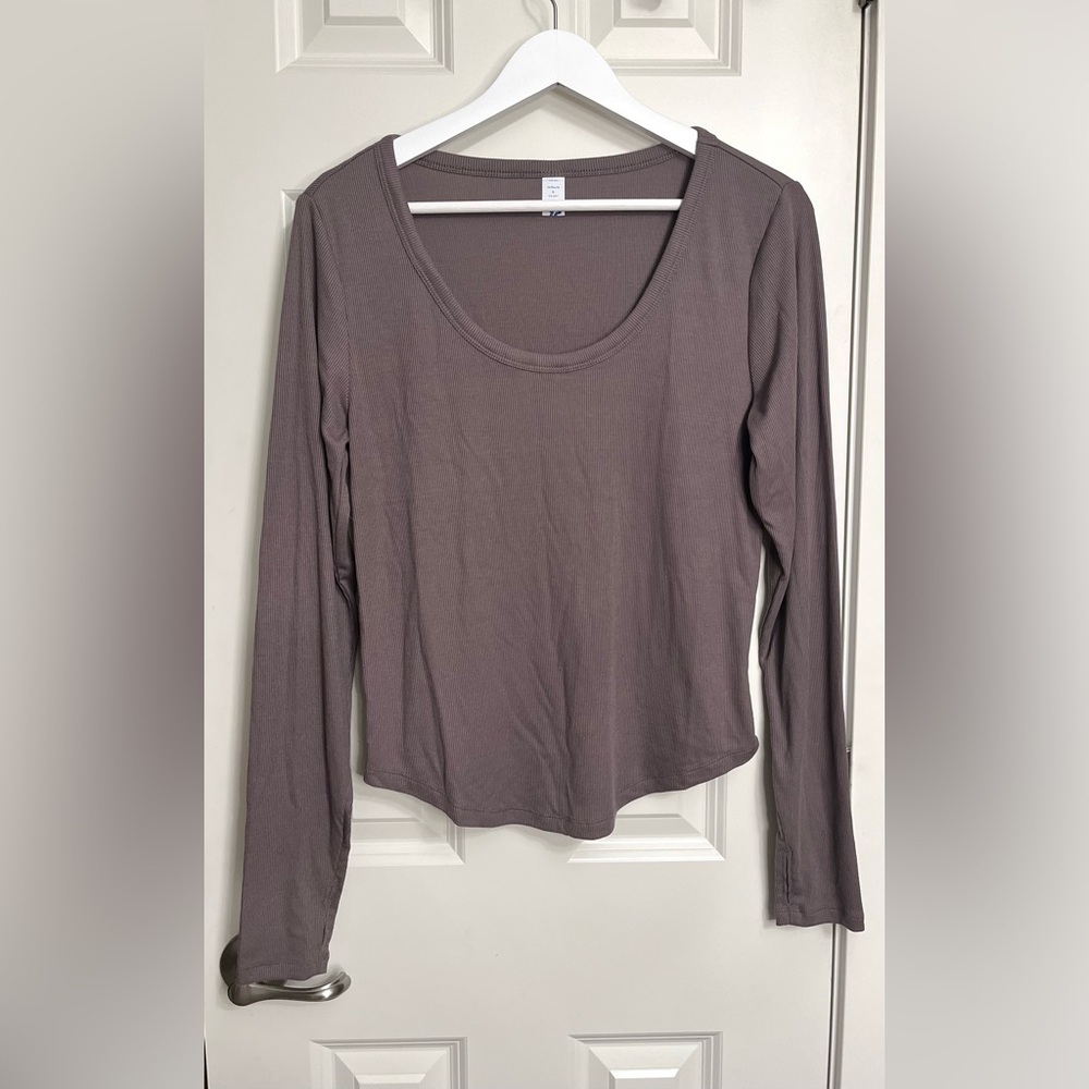 Ultra Lite Ribbed Scoop Neck Long Sleeve NWOT